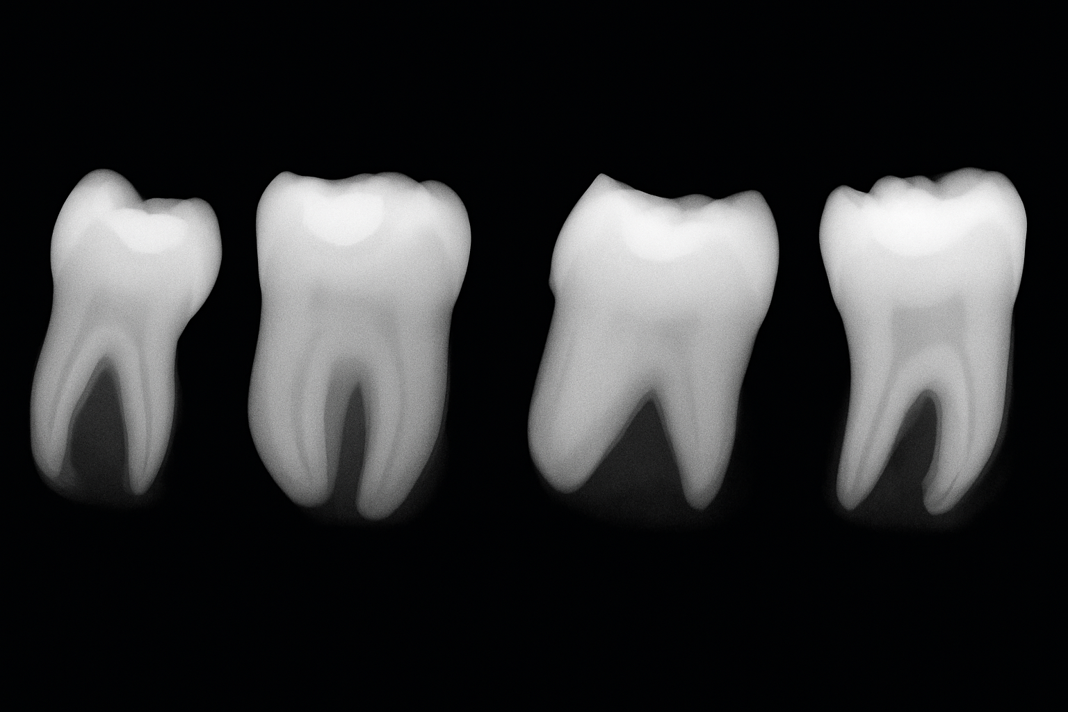 Röntgenaufnahmen extrahierter menschlicher Molaren